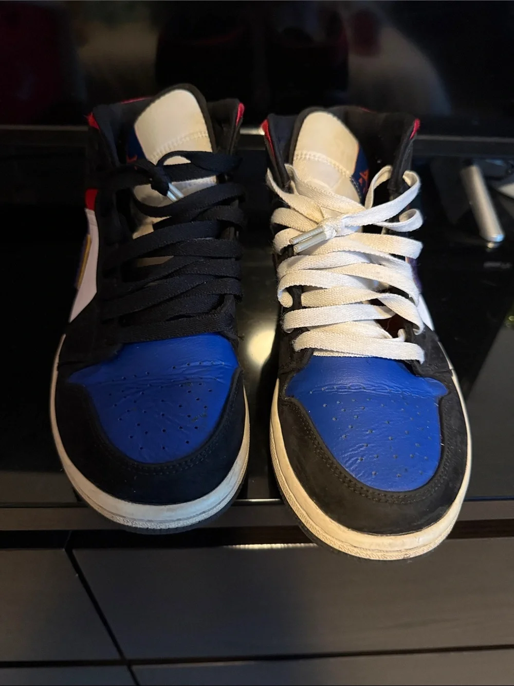Jordan Kids High-Top Sneakers in Blue, Black and White